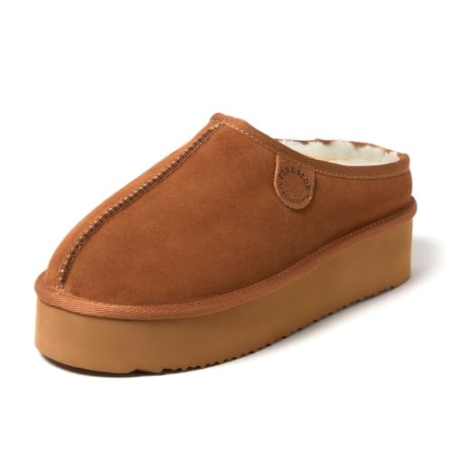 Dearfoams Women's Fireside Greta Genuine Shearling Indoor/Outdoor Clog, Chestnut Platform, 9 by Fireside by Dearfoams - Used condition - US$15.86
