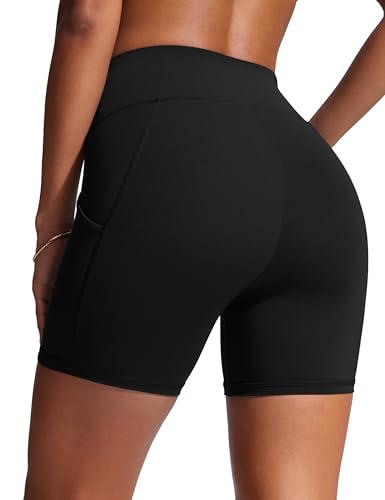 CRZ YOGA Womens 6'' Swim Board Shorts High Waisted Quick Dry Bathing Bottoms Swimsuit Trunks with Liner and Pockets2