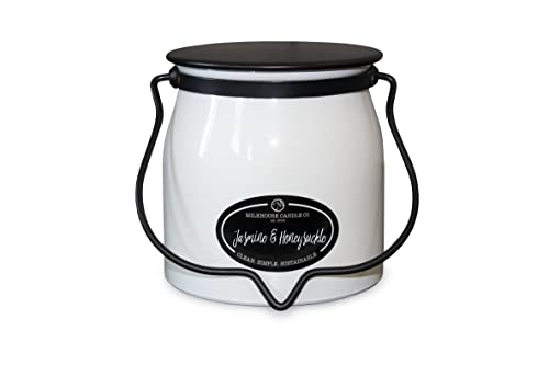 Milkhouse Candle Company, Jasmine & Honeysuckle, Creamery Collection, Scented Soy Candle: Butter Jar Candle, 16 Ounce #TOP6