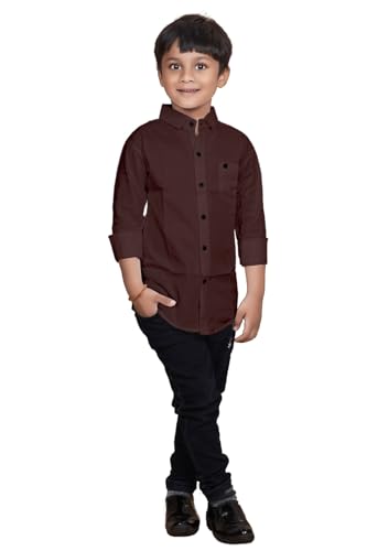Image of Boys Solid Casual Shirt in Cotton Fabric