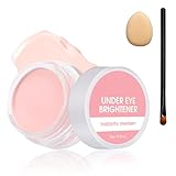 Under Eye Brightener Concealer, Long-Lasting Hydrating and Waterproof Color Corrector for Dark Circles, Full Coverage Lightweight Undereye Brightening Cream with Puff & Concealer Pen, #04 Pink
