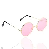 TK Gruppe Timo Klingler Hippie Brille Sonnenbrille rund rosa Accessoires für Fasching & Karneval - 70er 80er Jahre Zubehör wie John Lennon