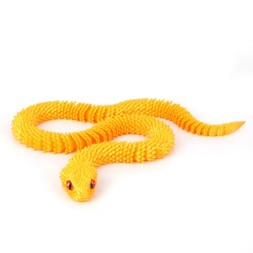Gosknor Serpiente Víbora Impresa en 3D, 60cm Animales Impresos en 3D Ojo Realista Articulaciones Flexibles Juguete Antiestrés para Adultos Hogar Oficina Decoración Juguetes de Escritorio Ejecutivo
