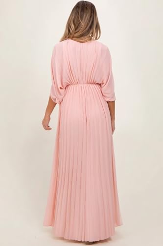 Elegant V Neck Maternity Dresses 2025 Chiffon Baby Shower Dresses with Pleat TM1702