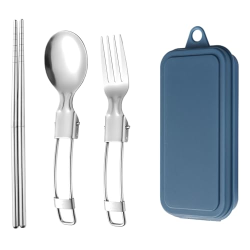 Utensili da campeggio, utensili da viaggio con valigetta | Set di posate da viaggio pieghevoli – Bacchette da viaggio riutilizzabili da viaggio, set di utensili da campeggio con valigetta per attività