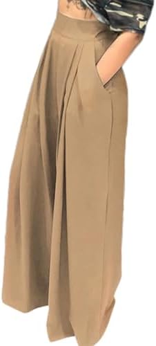 NRTHYE Womens Palazzo Long Pants High Waist Wide Leg Stretchy Loose Fit Casual Trousers with Pocket