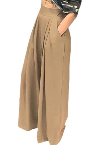 NRTHYE Womens Palazzo Long Pants High Waist Wide Leg Stretchy Loose Fit Casual Trousers with Pocket