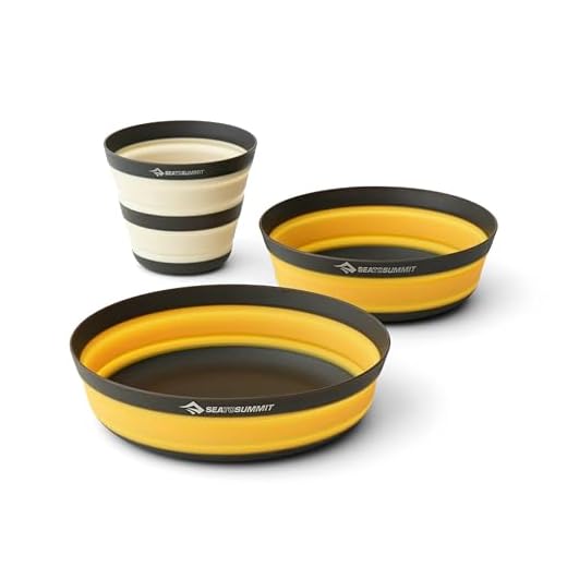 SEA TO SUMMIT - Frontier Dinnerware Set - Ultraleichtes, zusammenfaltbares Geschirrset - 1 Person, 3-teilig - 1 Camping-Becher, 1 mittelgroße & 1 große Schüssel - BPA-frei - aus Silikon - 197 g