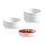 Btrquedo Tigelas de cerâmica de 8 cm, molho de soja para molhos, molho de salada, condimentos, lanches, aperitivos, conjunto de 6 (branco)