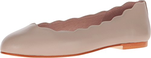 French Sole Jigsaw - Flats for Women - Leather Lining - Rubber Outsole - Scalloped Topline - Rounded Toe Taupe Nappa 6.5 M