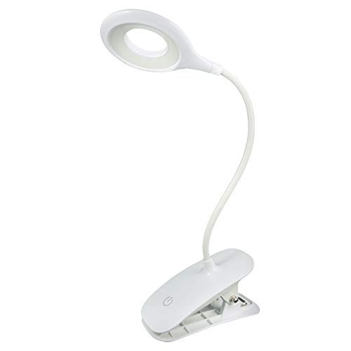 Lámpara LED de escritorio. Luz led con 3 modos de brillo e intensidad Flexo LED recargable. Lámpara LED táctil con pinza para lectura y cuello flexible 360º. Ideal para el estudio y/o lectura.
