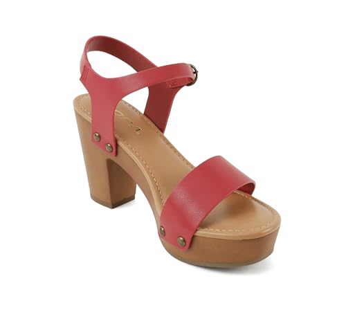 Image of Soda CHIVAS ~ Women's Bold Buckles Studded Wedge Sandal