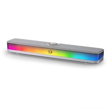 Soundbar Gamer Redragon Neo RGB Cinza USB Tipo-C Falantes Duplos 2x5W RMS com Roda de Volume Revestimento em Tecido GS515G