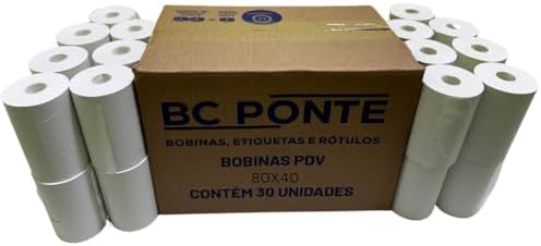 Bobina térmica 80x40 para cupom fiscal de 40 metros com 30 rolos