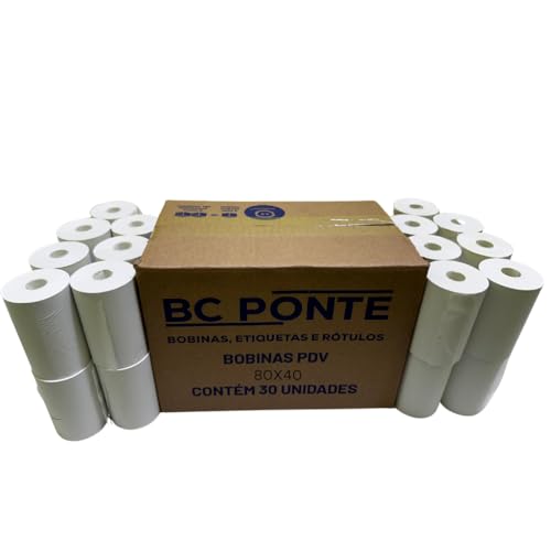 Bobina térmica 80x40 para cupom fiscal de 40 metros com 30 rolos