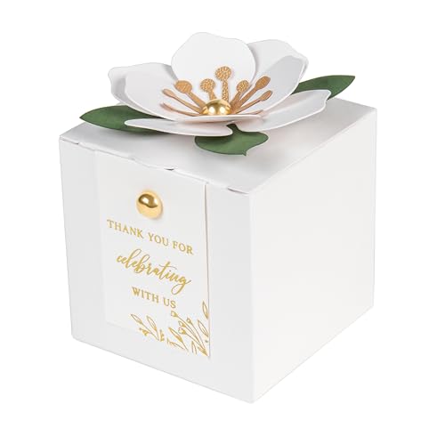 FEIYI 20-Pc White Floral Favor Boxes