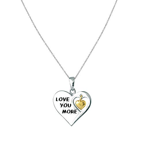 Charmsy Sterling Silver Jewelry Love You More Engraved Pendant Necklace With Cable Chain For Teen Girl 22 Mm #TOP1