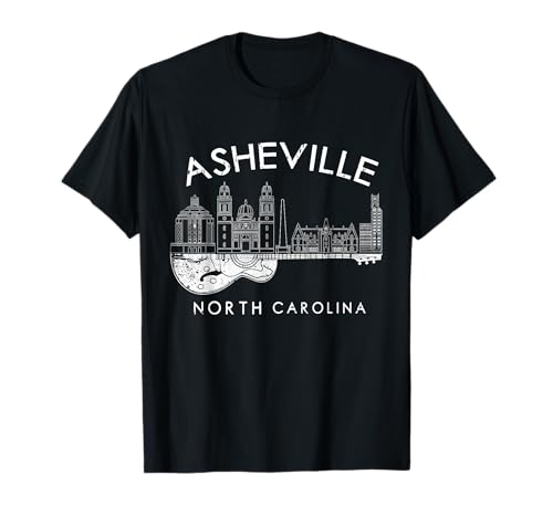 Asheville Souvenir Men North Carolina Lover Music Guitar T-Shirt