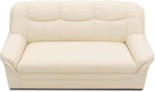DOMO. collection Collection Berlin Sofa/klassisches 3er Sofa/Zeitlose Garnitur mit weichem Kunstleder/Maße: 178/90/89 cm (B/T/H) / Farbe: beige (weiß), 155113002584