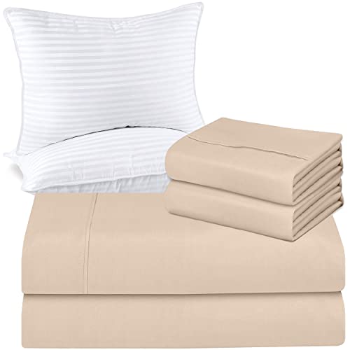 Utopia Bedding Bed Sheets Set And Bed Pillows Queen (Pack Of 6, Beige & White) #TOP30