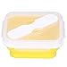 Brotdose, Integrierter Gabellöffel Silikonfach Tragbare Brotdose, Für Klassenzimmer, Büro, Familienessen. Gesamtkapazität 600 ml(Gelb)