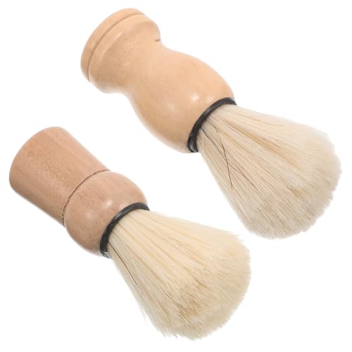 PACKOVE 2piezas Brocha De Afeitar De Madera Cerda Suave Cepillo De Afeitar Para Hombre Para Seco y Húmedo Herramienta De Cuidado Personal Para Papá Novio y