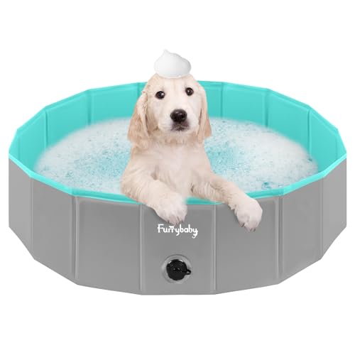Furrybaby Foldable Dog Pool, Kiddie Pool Hard Plastic,...