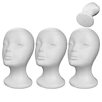 3Pieces Female Styrofoams Head, Foam Mannequin Head Stand, Wig Heads for Styling, Female Polystyrene Display Dummys Wig Stand for Hats Wigs Sunglasses Model, Halloween Beauty Salon Crafts