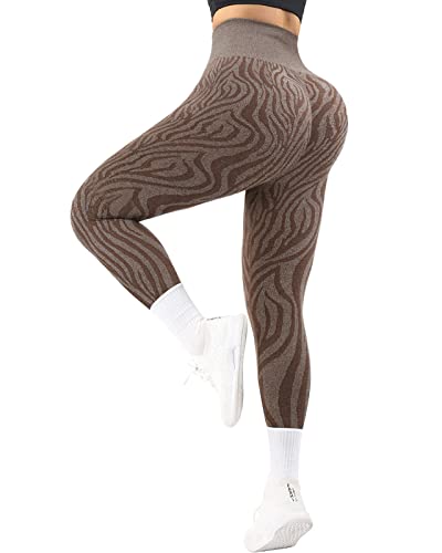 Jenbou Damen-Leggings mit hoher Taille, nahtlos, Yogahose, Bauchkontrolle, sportliche Strumpfhose, #1 Kaffee, Klein Cover