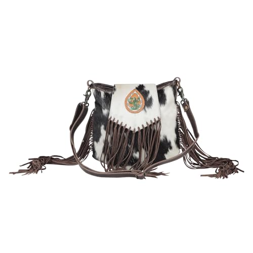 Myra Bag Western Leather Shoulder Bag for Women, Upcycled Boho Crossbody Bag with Tassel - Russet Fringe