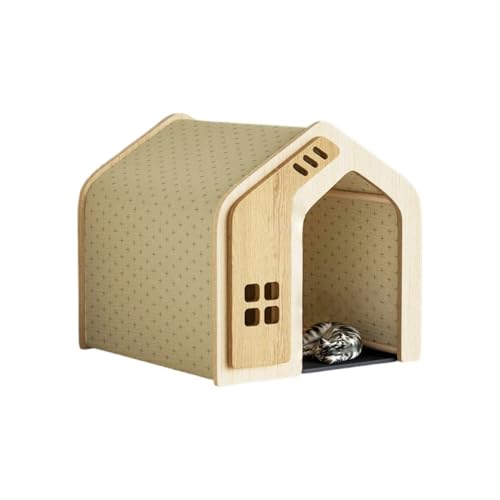 JQQJペットハウス、犬小屋 、屋外用 犬舎 室外 屋内 木製ケージ 半密閉型デザイン 広いスペース 換気 ヴィラ 水洗い フロアマット付き 組み立て簡単 家庭用 バルコニー アトリウム 四季対応 小型犬 中型犬用 大型犬用 (通気タイプ,L)