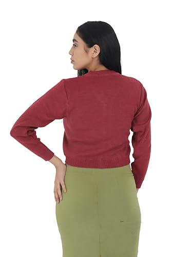 Image of Women Winter Wear V-Neck Full Sleeves Regular Fit Woollen Blouse