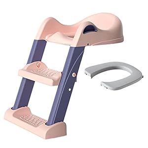 Kindertoiletstoel met trap, ladder, antislip, potje trainingsstoel met zacht PU-kussen, opvouwbare toilettrainer…