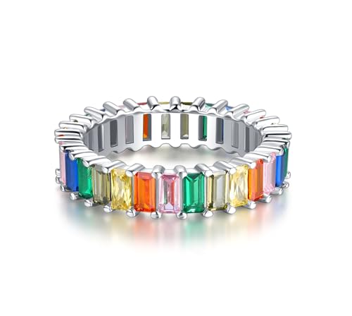 Bague baguette arc-en-ciel en argent 925, l'éclat intemporel pour sublimer votre quotidien.