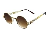 DARELL Lunettes Soleil Métal Or Gold Rond Round Frame Vintage Rétro Luxury Rich Jean Paul Noir