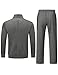 TBMPOY Men's Fleece Lined Tracksuits Sweatsuits 2 Piece Sets Winter Jogging Track Sweat Suits Thermal Casual Outfits Dark Grey/Wine Red L