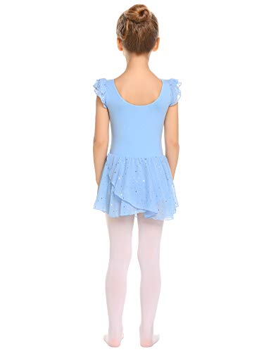 Arshiner バレエ レオタード 子供 肩フリル シフォンスカー