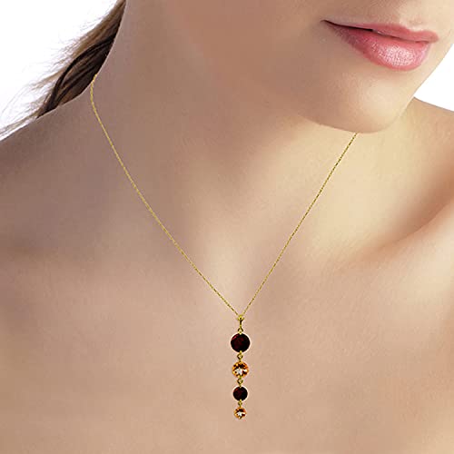 Galaxy Gold GG 14k Yellow, White, Rose Gold Natural Garnets and Citrines Drop Pendant Necklace2