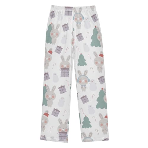 Boys' Pants Christmas Animal Cute Rabbit Candy Long Bottoms Jogger Pants Elastic Waist Trousers with Pockets S-XL