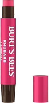 Burt's Bees Lip Shimmer Rhubarb, Moisturising Lip Shimmer with Peppermint Oil, 100% Natural Origin, 2.55g