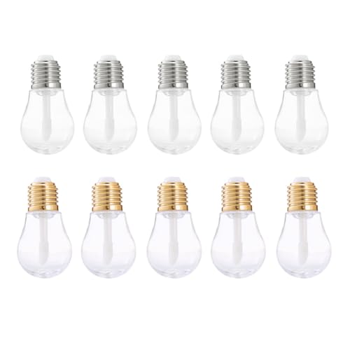 VILLCASE Tubos Vacíos para Brillo Labial Forma de Bombilla Mini Envases ABS Transparentes Plata y Dorado Pack de 10 Unidades para Bálsamo Labial y Maquillaje Portátil Ideales para