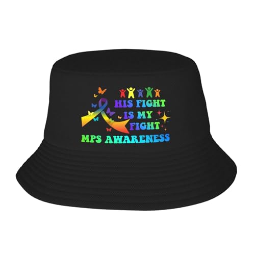 Autism Support His Fight is My Fight Bucket Hat Fashion Sun Cap Fisherman Hat for Women and Men Vintage Hats Black