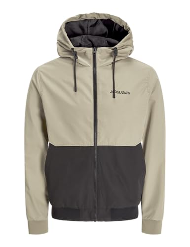 Jack & Jones JJERUSH Bomber Noos Veste Courte à Capuche pour Homme Coriandre/Détail : Noir/Blanc, Taille M, Coriandre - Détails : Noir/Blanc, M