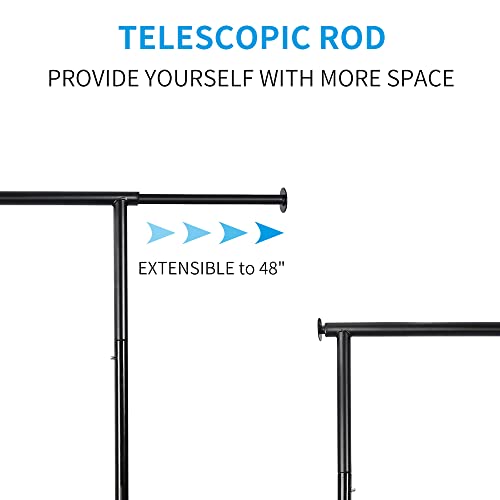 Fishat-Simple-Standard-Double-Rod-Rolling-Clothing-Garment-Rack-for-Hanging-Clothes-Metal-Clothes-Organizer-with-Lockable-Wheels-Black