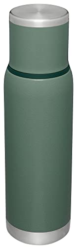 Stanley Adventure-To-Go Vacuum Bottle 1.1 qt | Wide Mouth w/Leakproof Cup Lid | Keep Drinks Hot or Cold | Packable for Travel | Insulated Stainless Steel Thermal Bottle | BPA-Free | Hammertone Green