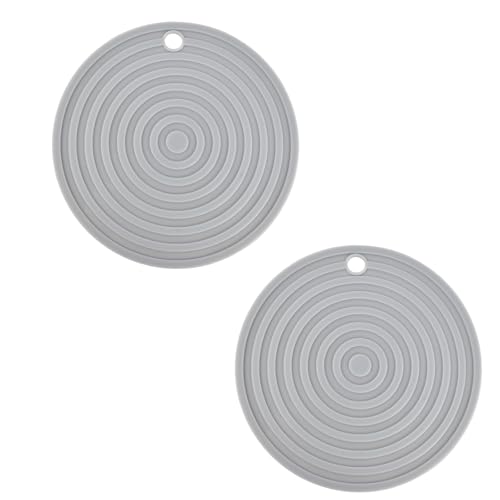 Silicone Trivets,2 Pack Trivets for Kitchen Worktops, Heat Resistant Multi-Purpose None Slip Table Place Mats,Silicone Table Mats Large Coasters,for Hot Pots Holder, Pads, Pans, Dishes,Coasters,Grey