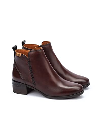 Image of PIKOLINOS Malaga Women's Heeled Ankle Boots | Leather | Zipper Closure | Mid Heel | Size UK 2-8