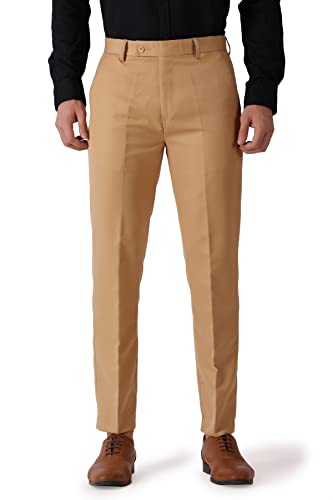 MALENO Slim Fit Men Cotton Blend Camel Formal Trouser