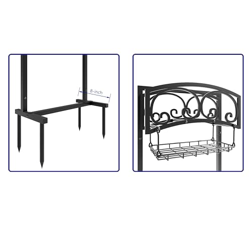 CALIDOLA Freestanding Garden Hose Holder - Heavy Duty Metal Stand for 150ft Hose - Outdoor Organizer and Storage Rack