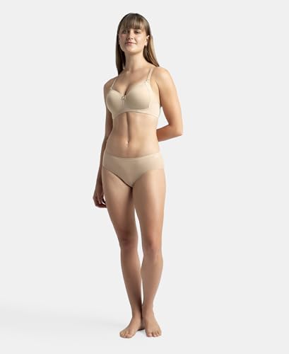 Image of Jockey 1816 Women Wirefree Padded Soft Touch Microfiber Elastane Stretch Full Coverage T-Shirt Bra with Lace Styling